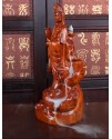 花梨木雕站蓮觀音 倒流香爐